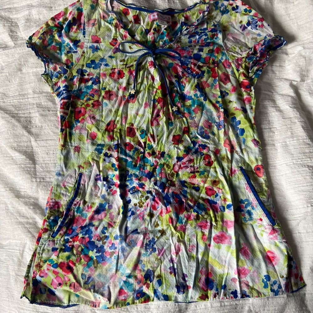 Floral Multicolor Women's Scrub Top XS